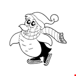 Ice Skating Penguin Winter Coloring Page | Free Printable Coloring  