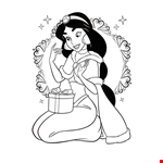 Princess Jasmine Wants To Open Christmas Gifts Coloring Pages