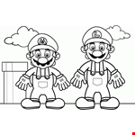 Free Super Mario Brothers Mario & Luigi Coloring Page