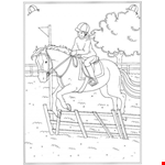 Horse Riding Line Drawing