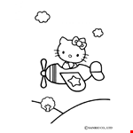 HELLO KITTY Coloring Pages - Hello Kitty In Airplane 