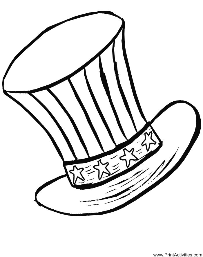 fourth of july coloring page | patriotic hat