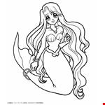Cute Mermaid Line Art