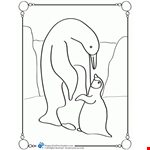 Mama And Baby Penguin Coloring Page 