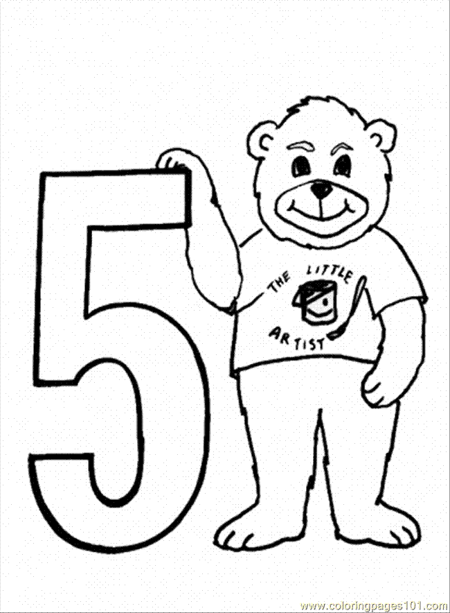 coloring pages number 5 (education &gt; numbers) - free printable 