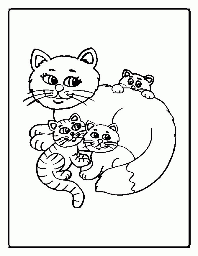 cat family printable drawings