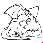 Sleeping Dragon Clipart Page