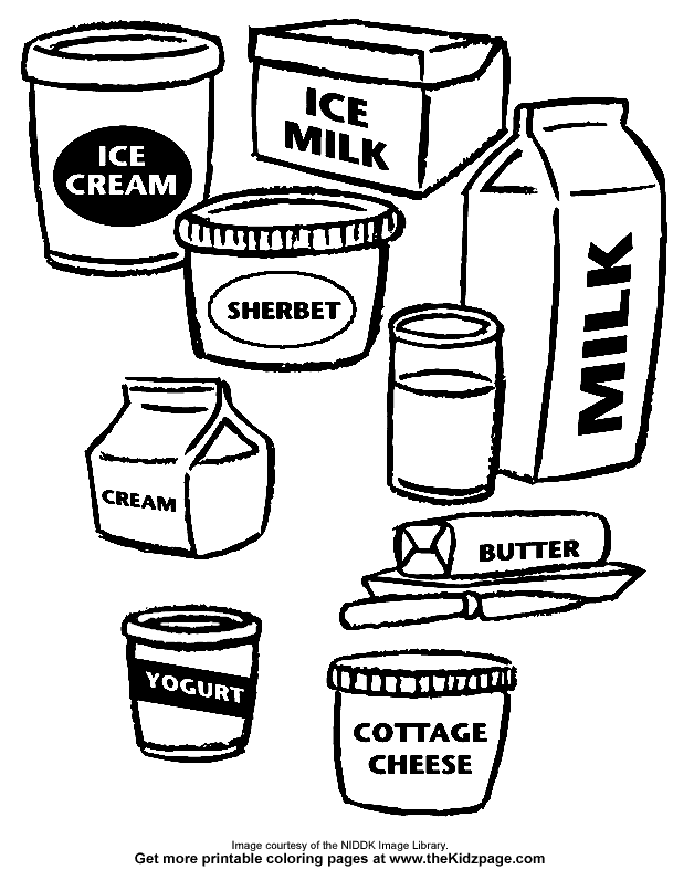 dairy products free coloring pages for kids - printable colouring 