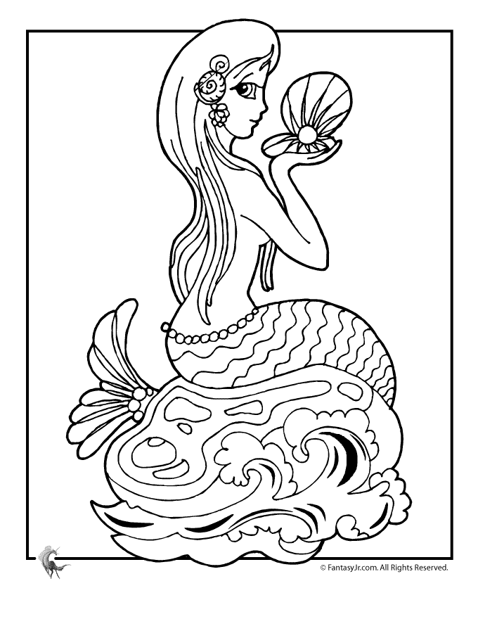 cute mermaid color drawing