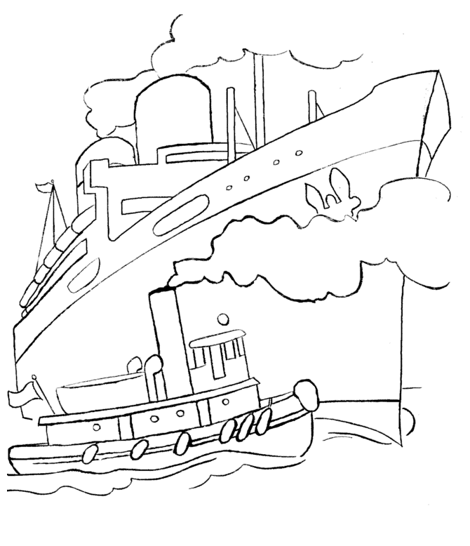 a large ship ready for crash coloring pages - transportation 