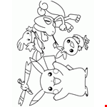 Pokemon Friends Coloring Page