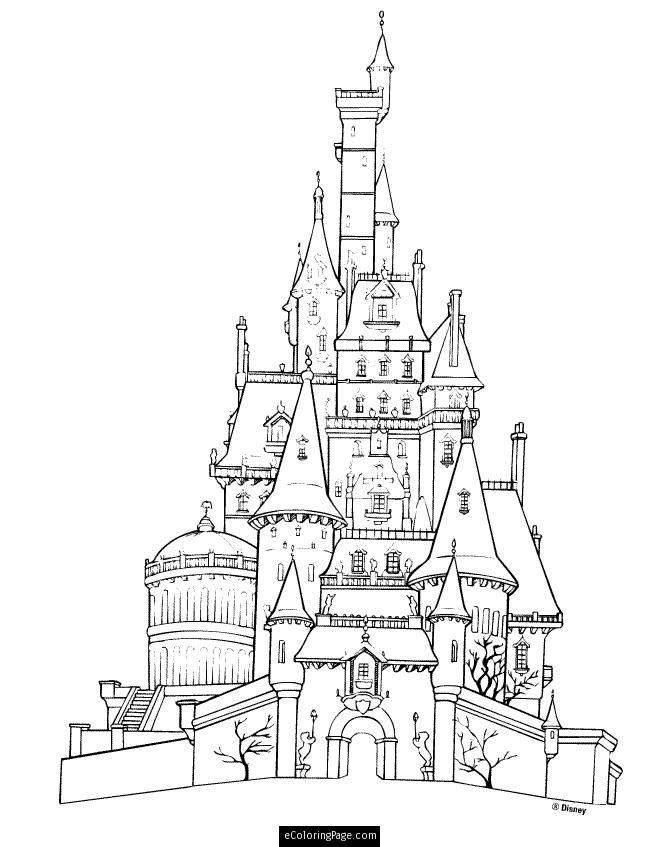 disney beauty and the beast castle printable coloring page 