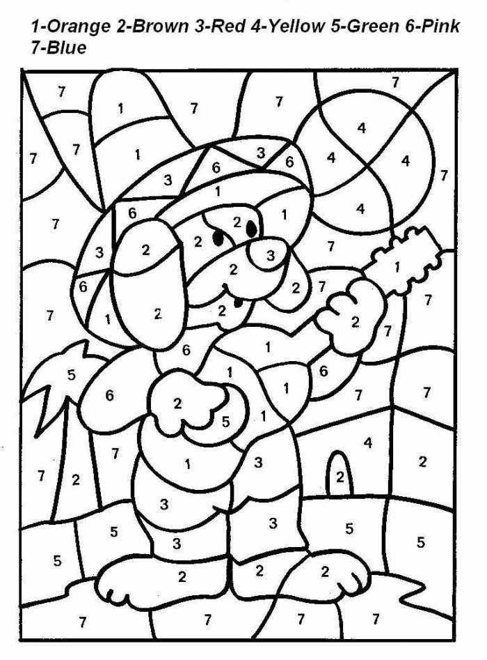 color by number coloring page for kids