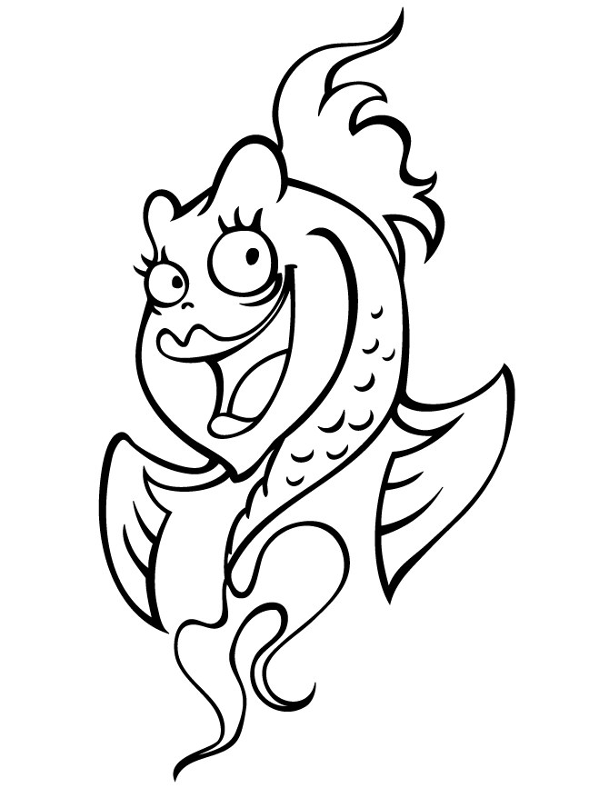 pretty cartoon fish coloring page | free printable coloring pages