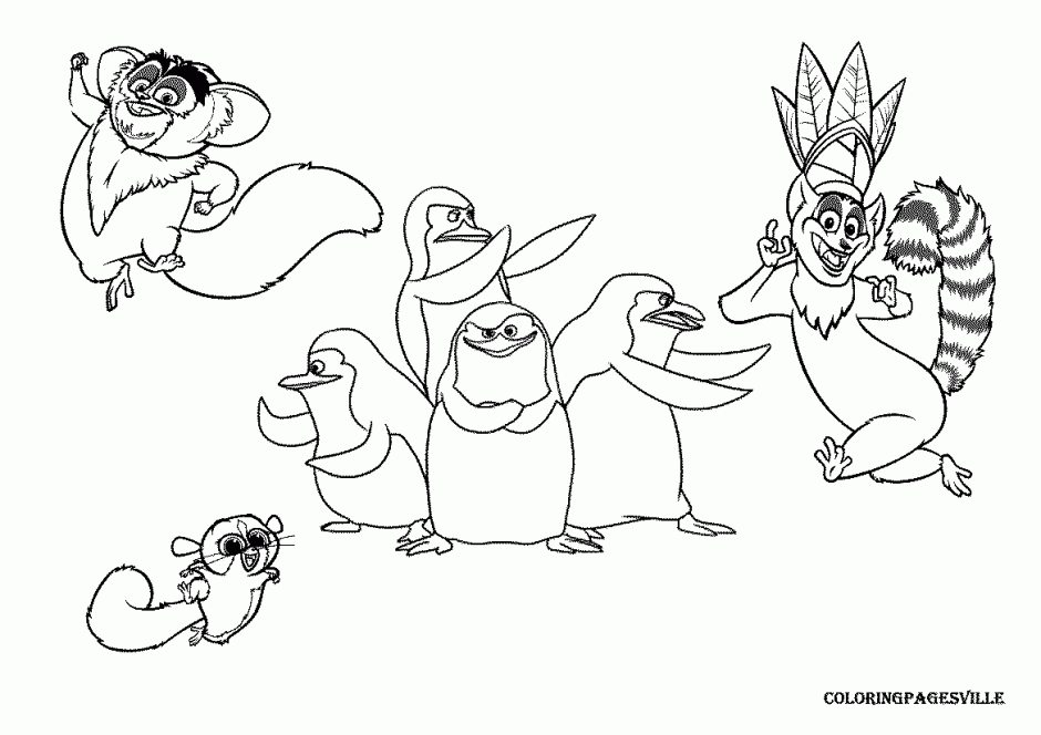 penguins in madagascar coloring page