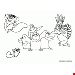 Penguins in Madagascar Coloring Page