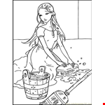 Cinderella Cleaning Coloring Page
