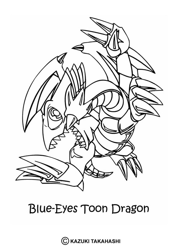 blue eyes toon dragon coloring page