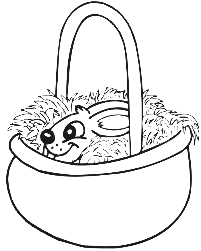 easter coloring page | a little bunny in a basket