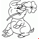 Pig With Four Leaf Clover Coloring For Kids - Kids Colouring Pages 