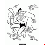 Superman Attacked By Airplanes Coloring Page Printable  