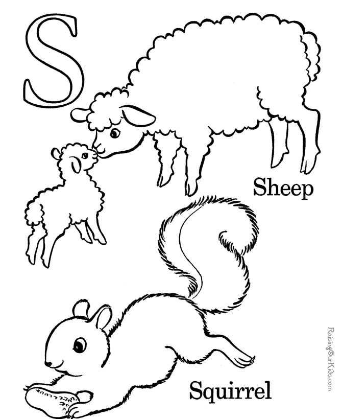 coloring &amp; activity pages: &quot;s&quot; is for &quot;sheep&quot; &amp; &quot;squirrel 