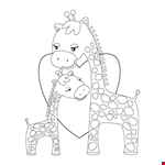 Giraffes Hugging - Free Printable Coloring Pages 