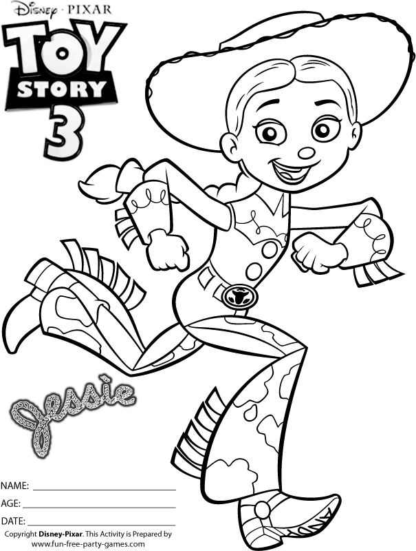 cowgirl of toy story colouring pages