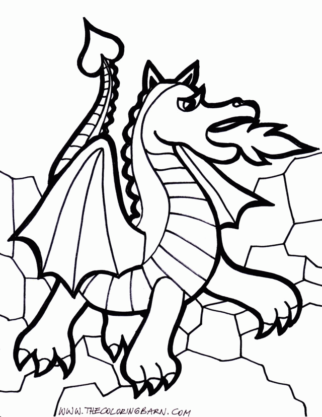 fire dragon colouring page