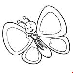 Butterfly Cartoon Coloring Sheet