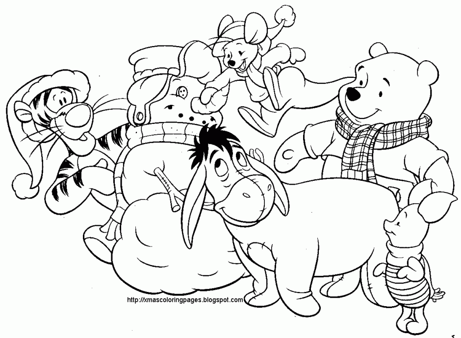 winnie the pooh hanging christmas gift disney coloring pages 