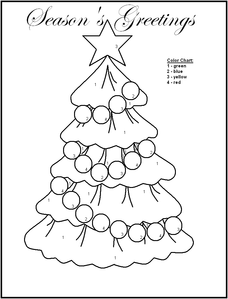 christmas tree printable line coloring
