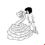 Mowgli and Kaa Coloring Page