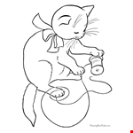 Lovely Cute Cat Printable Coloring Page