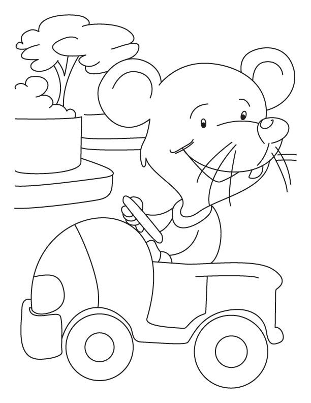 mouse driving a car coloring pages | download free mouse driving a 