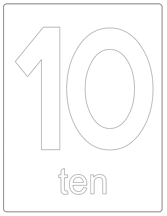 number 10 - free printable coloring pages