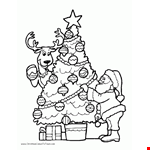 Christmas Tree with Gifts Coloring Page