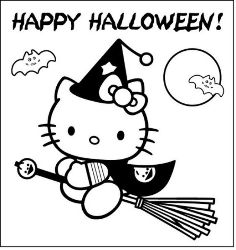 hello kitty in halloween - free coloring pages | coloring pages