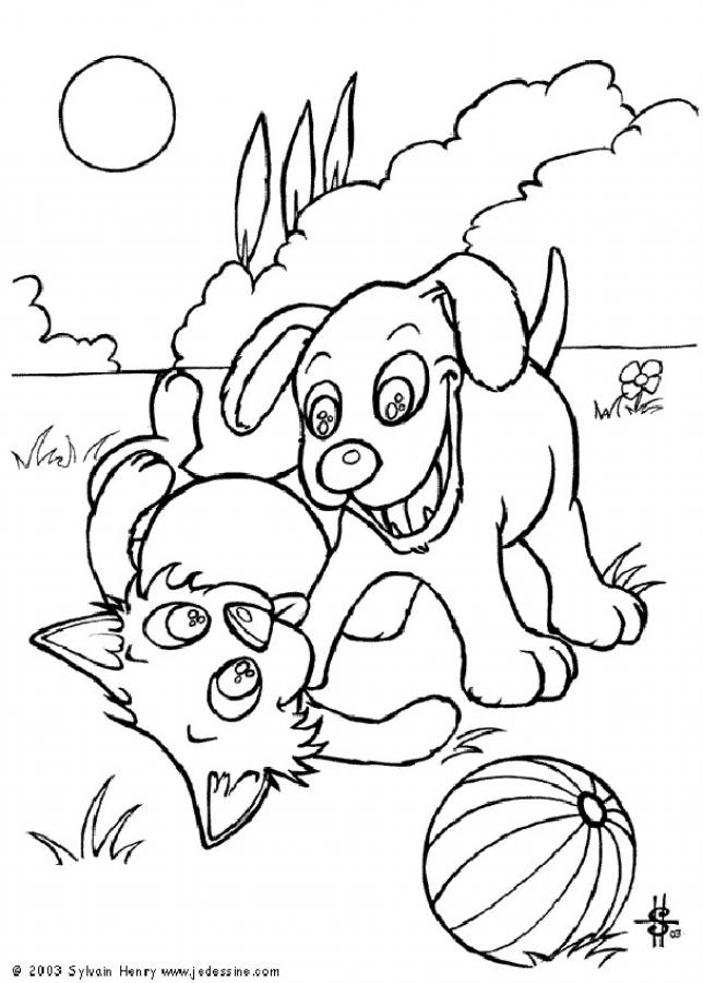 coloring pages of dogs and cats images &amp; pictures - becuo