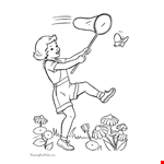 Butterfly Catching Coloring Page