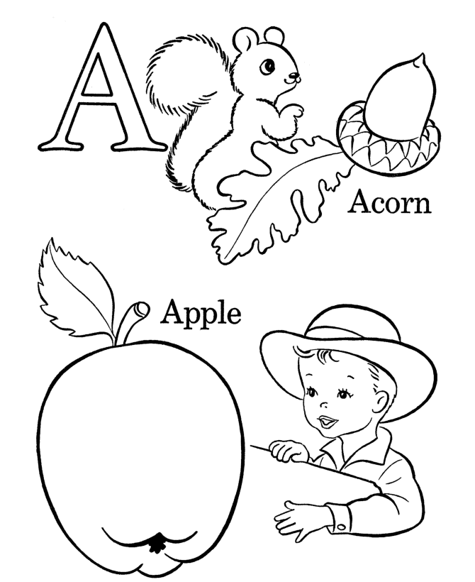 alfabet de colorat pentru copii litera a
