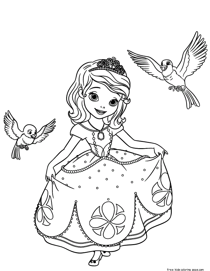 printable disney princesses sofia the first coloring page - free 
