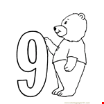 Number 9 Bear Colouring Page