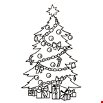 Christmas Tree with Gifts Line Clipart 