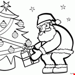 Santa Claus Christmas Tree Coloring Sheet