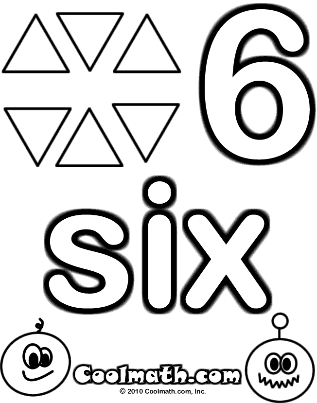 six drawing pages color by the number 6