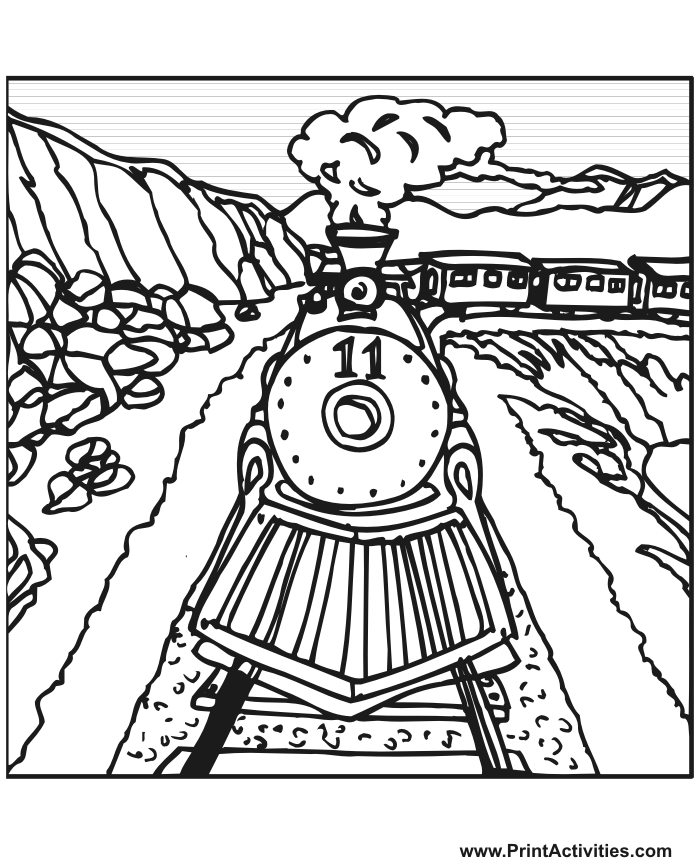 steam train coloring page | train number 11 on the tracks