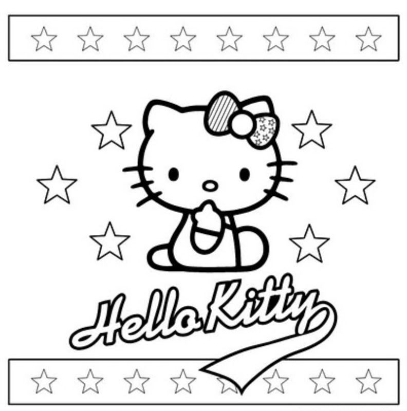 hello kitty with stars - free coloring pages | coloring pages