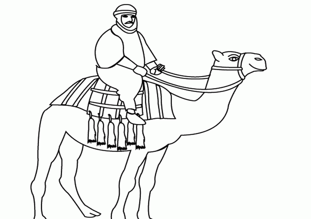 crossing the desert by riding camel :kids coloring pages 