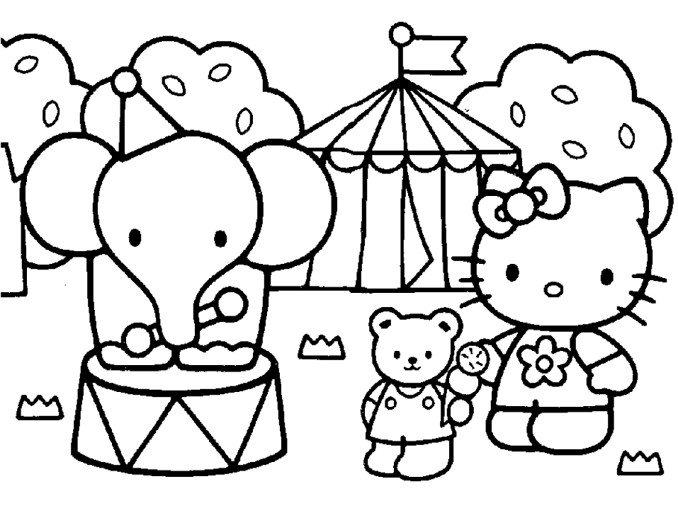 circus elephants colouring pages